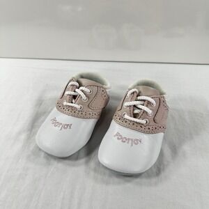 NEW Footjoy Baby Crib Shoes Size 1 Pink White Leather Saddle Oxfords